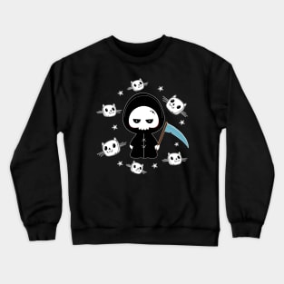 Spooky Grim Reaper with Cats Pattern Halloween Crewneck Sweatshirt